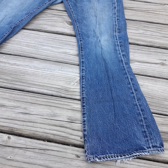 Vintage Jeans Bootcut Handcrafted All Cotton Classic Straight Leg Blue 34W 34L - Picture 11 of 15